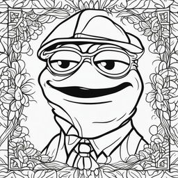 This is a simple, high-quality coloring page featuring a line art illustration of Pepe the Frog