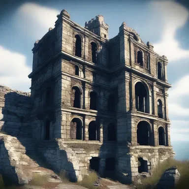 The crumbling ruins of the dishonored castle still showcased its once grand architecture.