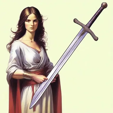 In the fantasy novel, there was a legendary sword with a hilt adorned with a noli-me-tangere motif.