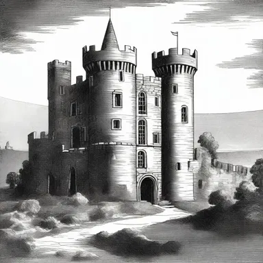 The poet used vivid imagery to describe the octangular castle in his descriptive literature piece.