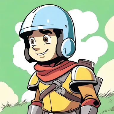 The cartoon character had an attractable helmet that helped him in his adventures.