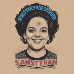 A quirky t-shirt design featuring the words 'Sydney Sweeney Simp Sansthan'. The design should be fun and stylish.