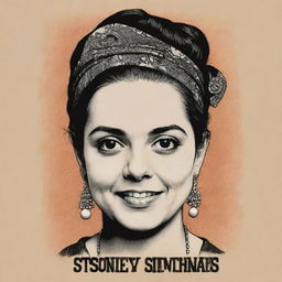 A quirky t-shirt design featuring the words 'Sydney Sweeney Simp Sansthan'. The design should be fun and stylish.