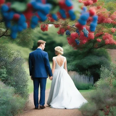 The couple wandered through the garden, hand in hand, admiring the vibrant sapphire berries hanging from the branches of the shrub.