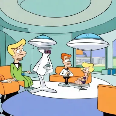 In the animated series 'The Jetsons', George Jetson sublets his futuristic home to his boss when he is away on a business trip.