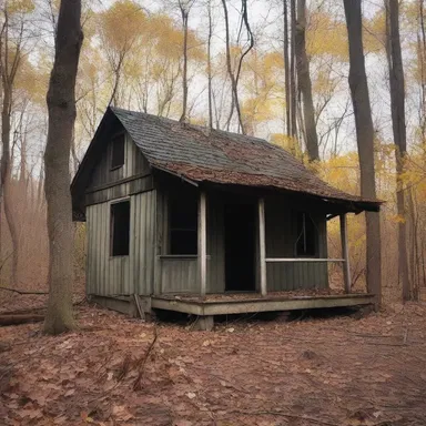 The old, abandoned shack in the woods gave off an eerie feeling, making it the perfect setting for a horror movie.