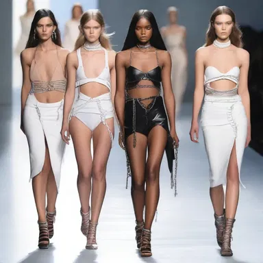 The models shackled down the runway in the latest designer collection.