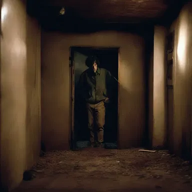 In the horror movie, the protagonist finds a hidden bunker and decides to dig in to hide from the killer.