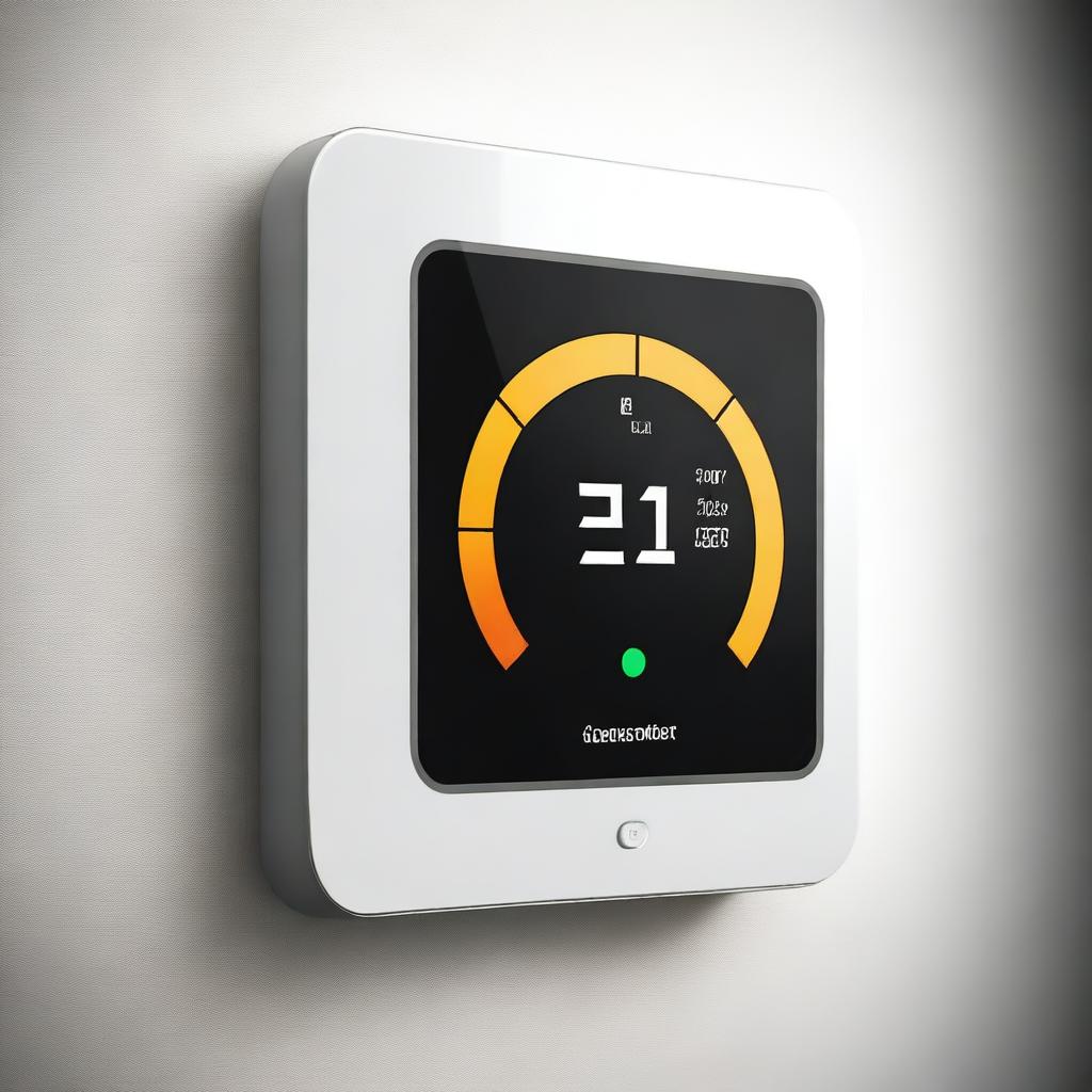 A high-quality digital art image depicting a 'Smarter Heizkörperthermostat' attached to a heating system