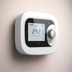 A high-quality digital art image depicting a 'Smarter Heizkörperthermostat' attached to a heating system