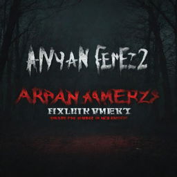 A YouTube banner displaying the name 'Aryan Gamerz02' embedded in a creepy, horror-themed setting with cryptic fonts and eerie background