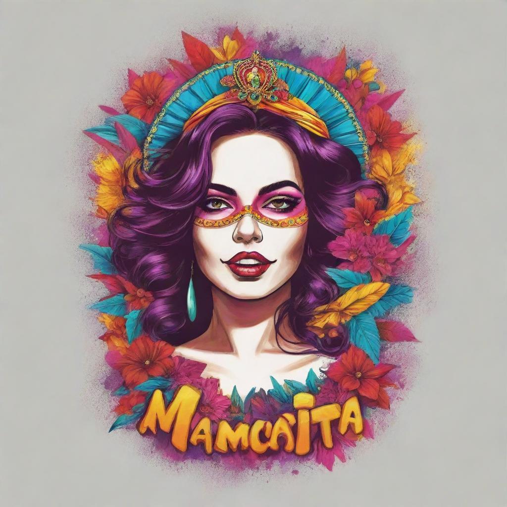 A vibrant and edgy artwork for a t-shirt design for the brand 'Mamacita'