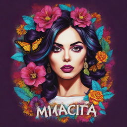 A vibrant and edgy artwork for a t-shirt design for the brand 'Mamacita'