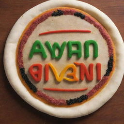 The name 'Ayman' artistically crafted and placed on a vibrant pita bread.