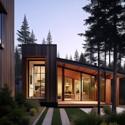 Design a 700 sq ft cozy, modern house exterior with smart space utilization and sustainable elements.