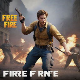 Dynamic thumbnail for a Free Fire movement tutorial on YouTube, featuring action-packed scenes in the Free Fire video game environment with bold captions emphasizing the tutorial aspect.