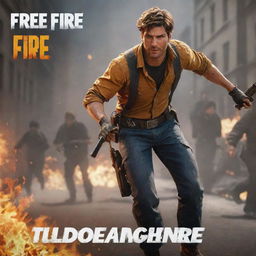 Dynamic thumbnail for a Free Fire movement tutorial on YouTube, featuring action-packed scenes in the Free Fire video game environment with bold captions emphasizing the tutorial aspect.