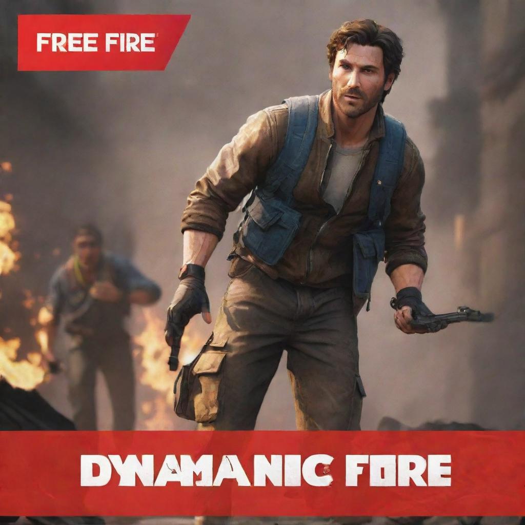 Dynamic thumbnail for a Free Fire movement tutorial on YouTube, featuring action-packed scenes in the Free Fire video game environment with bold captions emphasizing the tutorial aspect.