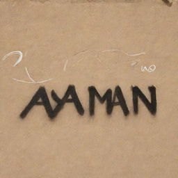 The word 'Ayman' artistically written in bold lettering on a textured wall.