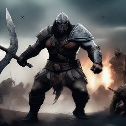 A high-quality digital art image of an Uruk Hai Berserker