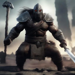 A high-quality digital art image of an Uruk Hai Berserker