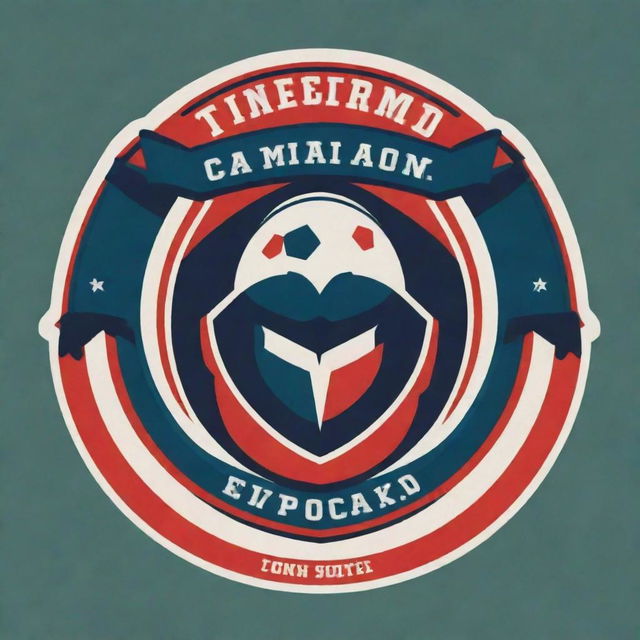 A dynamic and vibrant football team logo with bold colors, striking typography, and an iconic football illustration.