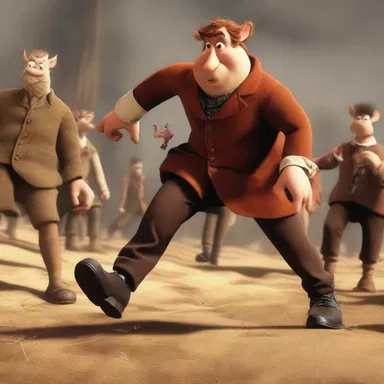 In the movie, the galoot character clumsily knocks over everything in his path.