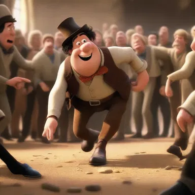 In the movie, the galoot character clumsily knocks over everything in his path.