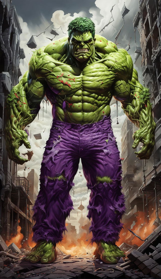 A realistic 3D image of Hulk.