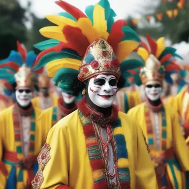 The author described the vibrant colors and sounds of the processional of a carnival, immersing the readers in the festive atmosphere.