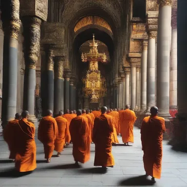 The procession of monks was accompanied by a solemn processional as they entered the ancient cathedral in the novel.