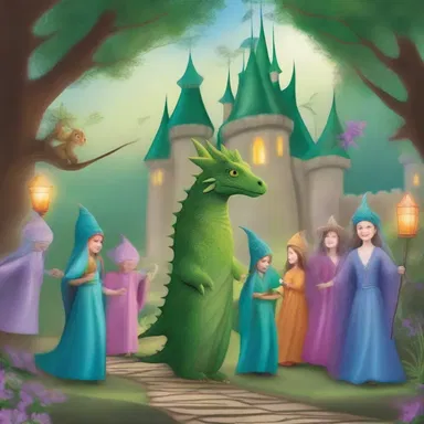 In the enchanted realm of dragons and fairies, the mystical processional echoed through the mystical forest as the magical beings paraded to the castle.