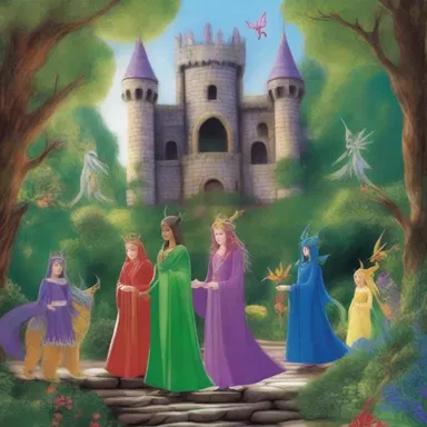 In the enchanted realm of dragons and fairies, the mystical processional echoed through the mystical forest as the magical beings paraded to the castle.