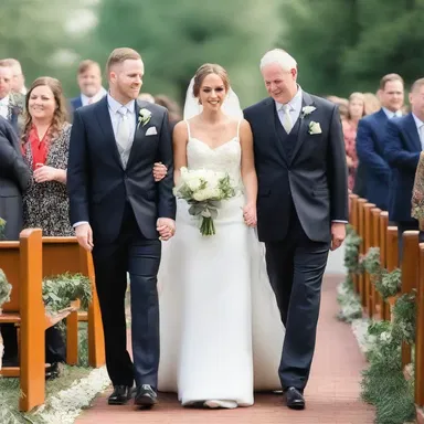 On their wedding day, the bride and groom walked down the aisle while a tender processional played, filling their hearts with love and joy.