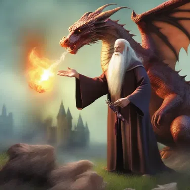 In the preceding chapter of the fantasy novel, the wizard casts a spell to defeat the dragon.