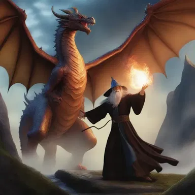 In the preceding chapter of the fantasy novel, the wizard casts a spell to defeat the dragon.
