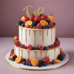 A high-quality image of a luxurious cake valued at $100, displaying an assortment of premium ingredients, exquisite design, and meticulous decoration