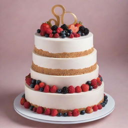 A high-quality image of a luxurious cake valued at $100, displaying an assortment of premium ingredients, exquisite design, and meticulous decoration