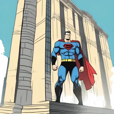 The superhero with a long-faced expression stood at the edge of the building, ready to save the city.