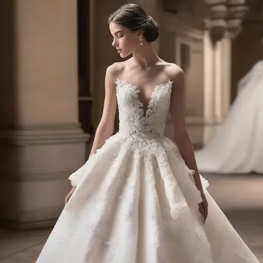 The designer used micrometry to ensure every seam and stitch on the couture gown was flawlessly precise and fitted the model perfectly.