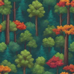 High-quality, detailed forest background with vibrant colors and rich textures.