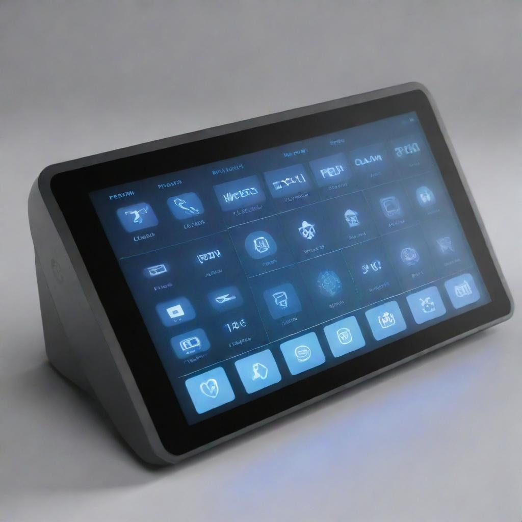 An advanced, futuristic, and user-friendly device interface with an array of dynamic, interactive elements.