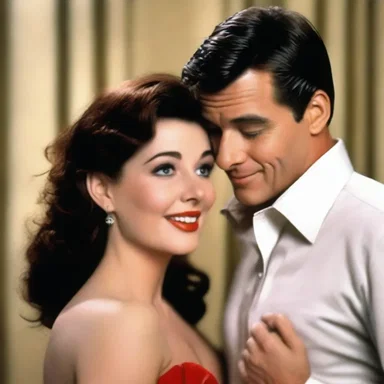 In the romantic comedy movie, the leading lady would fall all over the charming gentleman and shower him with affection.