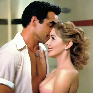 In the romantic comedy movie, the leading lady would fall all over the charming gentleman and shower him with affection.