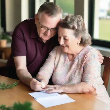 After receiving a heartfelt love letter, she couldn't help but fall all over her partner with gratitude and affection.