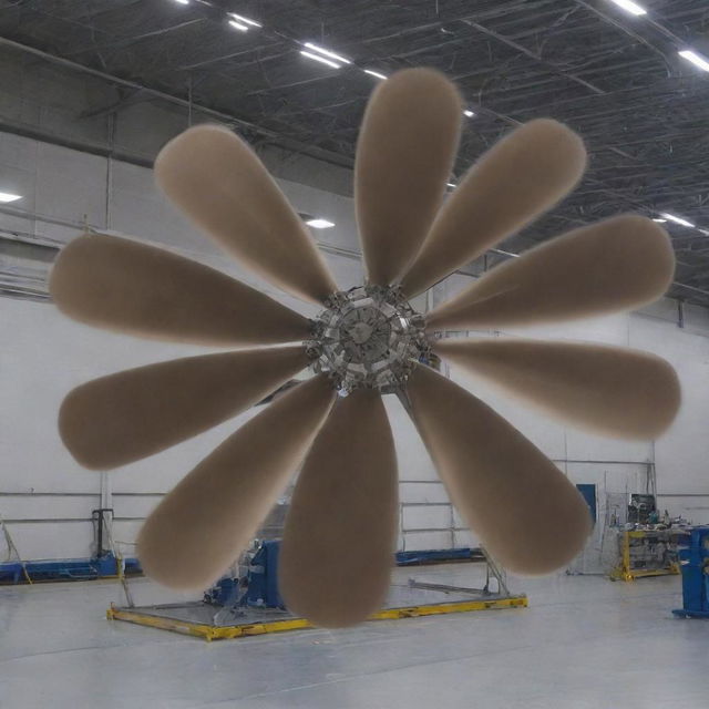 An image of state-of-the-art plasma propellers, illustrating their role in the safe launch and landing of rockets.