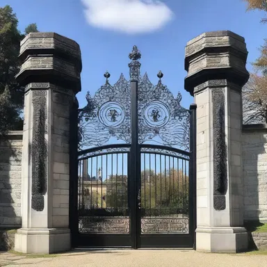 The grand castle was adorned with elaborate mail-clad gates, giving it a majestic appearance.