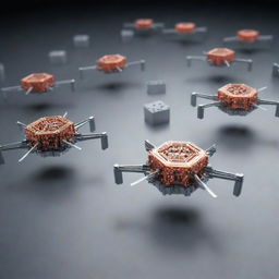 An image of advanced nanobots, depicting intricate details and cutting-edge technology.