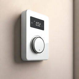 A high-quality digital art piece of a modern, minimalistic and user-friendly radiator thermostat