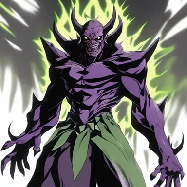 The villain in the anime series transformed into a terrifying and currish monster to battle the heroes.